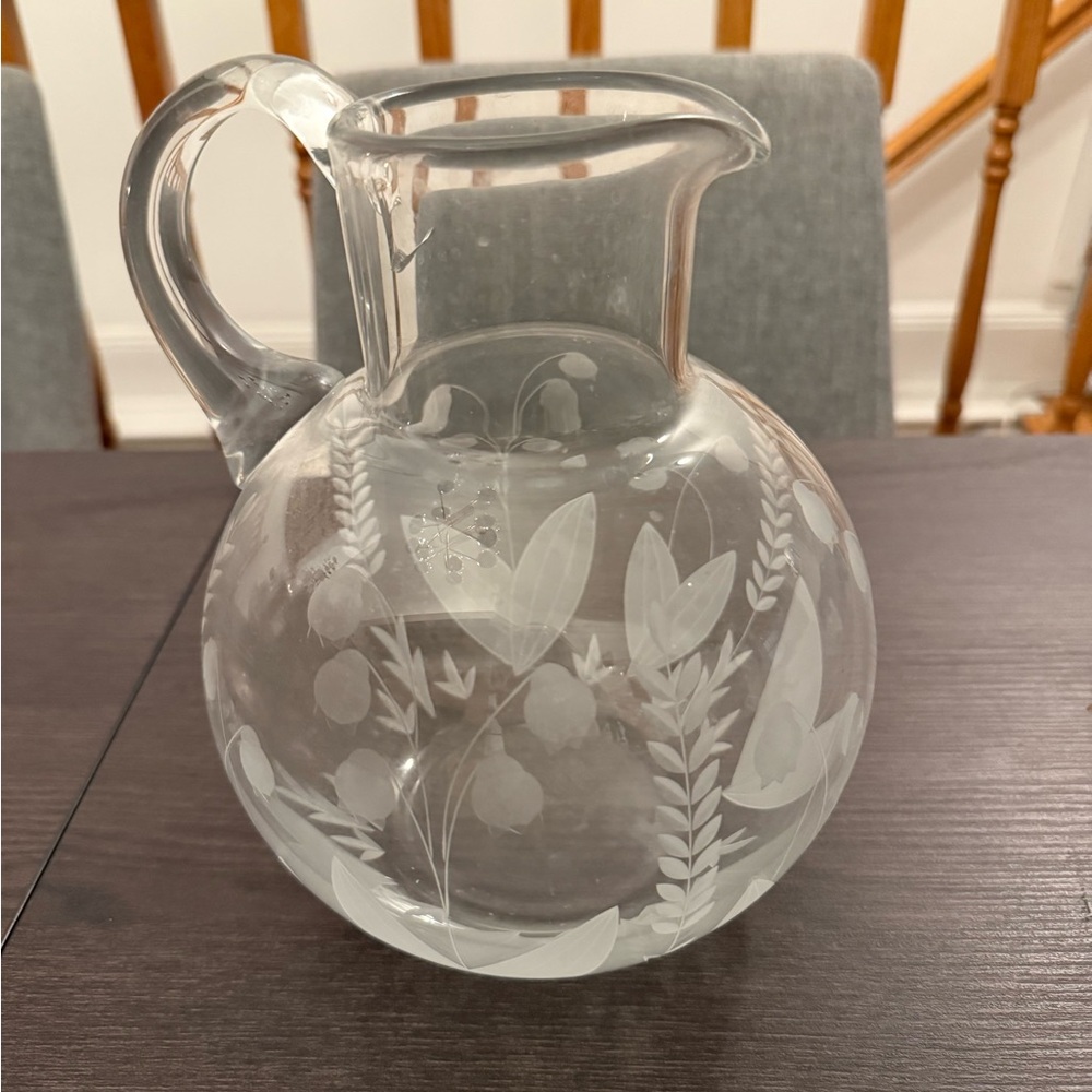 Tiffany & Co. Lily of the Valley Etched Crystal Pitcher